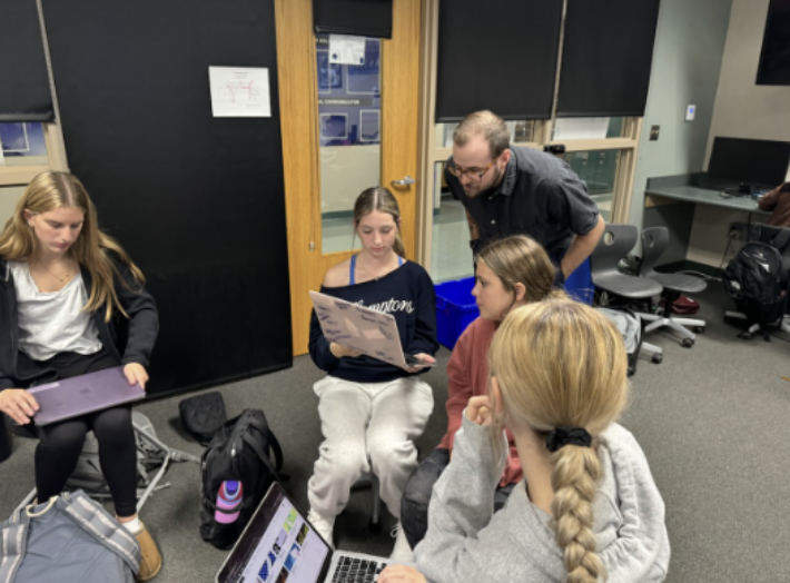 Goettke instructs his middle school class.